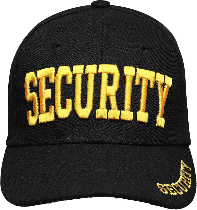 Falari Security Hat Baseball Cap - Gold or White Embroidery Security Front, Bill & Back - Adjustable Size - Image 1